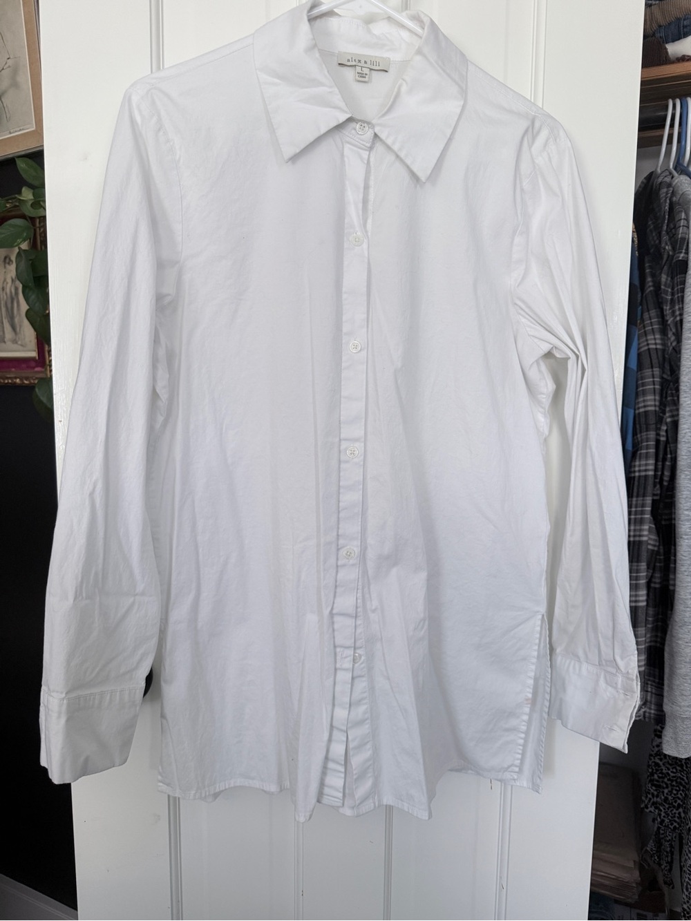 Crisp White Button-Front Dress Shirt